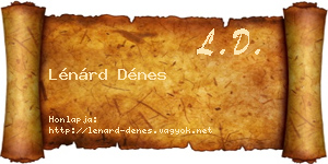 Lénárd Dénes névjegykártya